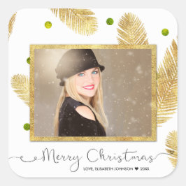 Merry Christmas Gold Glitter Script Foto Sticker