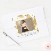 Merry Christmas Gold Glitter Script Foto Sticker (Envelop)