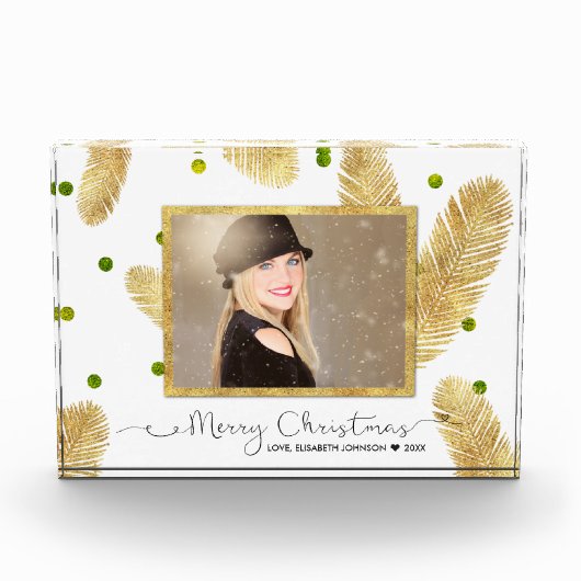 Merry Christmas Gold Glitter Script - Fotoblok (Voorkant)