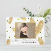 Merry Christmas Gold Glitter Script - Fotokaart Feestdagenkaart (Staand voorkant)