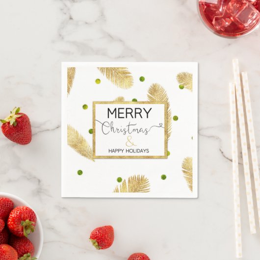 Merry Christmas Gold Glitter Script - Papieren ser Servetten (Insitu)