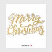 Merry Christmas Gold Glitter Sticker (Vel)