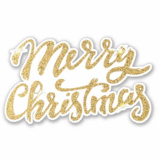 Merry Christmas Gold Glitter Sticker (Voorkant)