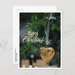 Merry Christmas Gold Heart Tree Ornament Briefkaart
