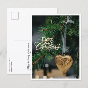 Merry Christmas Gold Heart Tree Ornament Briefkaart