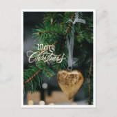 Merry Christmas Gold Heart Tree Ornament Briefkaart (Voorkant)