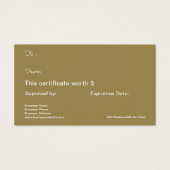 Merry Christmas Gold Holiday Gift Kaart Certificaa (Achterkant)