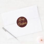Merry Christmas Gold Rood Zwart Plaid Tartan Ronde Sticker (Envelop)