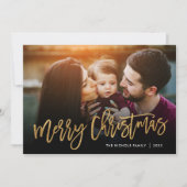 Merry Christmas Gold Script Photo Overlay Feestdagenkaart (Voorkant)