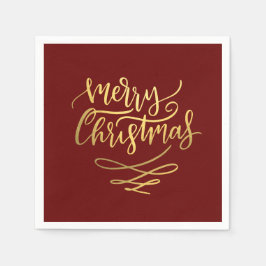 Merry Christmas Gold Script Typografie Servet