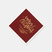 Merry Christmas Gold Script Typografie Servet (Hoek)