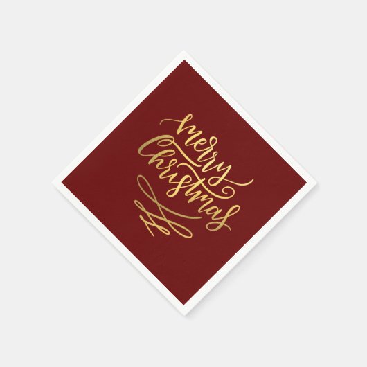 Merry Christmas Gold Script Typografie Servet (Hoek)