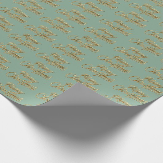 Merry Christmas Gold Script Vakantiepatroon Cadeaupapier (Hoek)