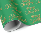 Merry Christmas Gold Script Vakantiepatroon Cadeaupapier (Rol Hoek)