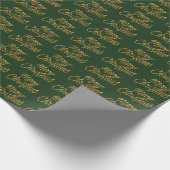 Merry Christmas Gold Script Vakantiepatroon Cadeaupapier (Hoek)