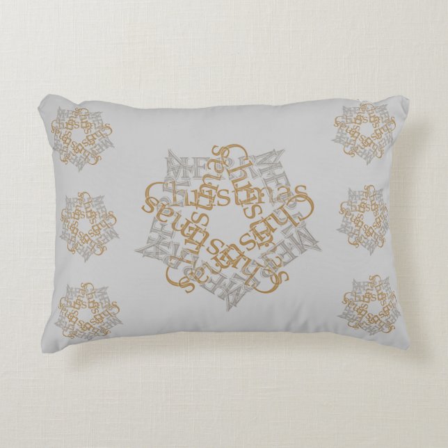 Merry Christmas Gold & Silver Star  Elegant Accent Kussen (Voorkant)