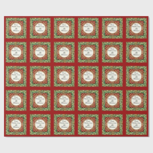Merry Christmas Gold Swirl Damask Wreath Jewel Cadeaupapier (Vlak)