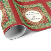 Merry Christmas Gold Swirl Damask Wreath Jewel Cadeaupapier (Rol Hoek)