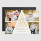 Merry Christmas Gold Swirl Tree 4 Photo Collage (Voorkant / Achterkant)