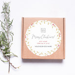 Merry Christmas Gold Wreath Custom Company Logo Ronde Sticker<br><div class="desc">Deze elegante stickers zouden geweldig zijn voor uw zakelijke / promotionele behoeften. Voeg eenvoudig uw eigen logo en aangepaste tekst toe door op de optie "personaliseren" te klikken.</div>