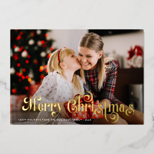 Merry Christmas Golden folie Lettering Feestdagenkaart