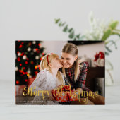 Merry Christmas Golden folie Lettering Folie Feestdagenkaart (Staand Voorkant)