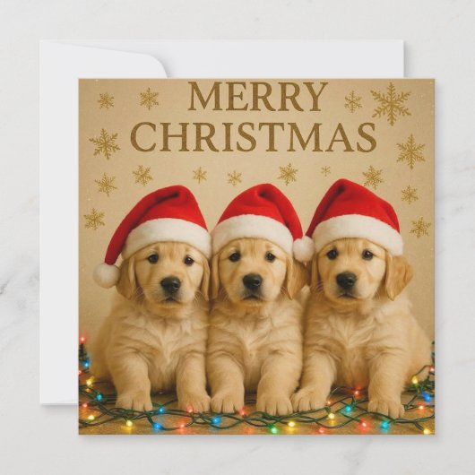 Merry Christmas Golden Retriever Christmas Kaart. Feestdagenkaart (Voorkant)