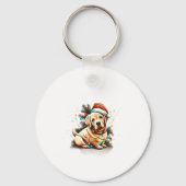 Merry Christmas Golden Retriever Puppy  Sleutelhanger (Voorkant)
