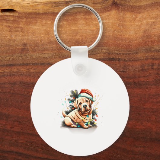Merry Christmas Golden Retriever Puppy  Sleutelhanger (Voorkant)