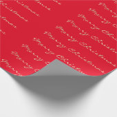 Merry Christmas Golden Script Feestdagen Cadeaupapier (Hoek)