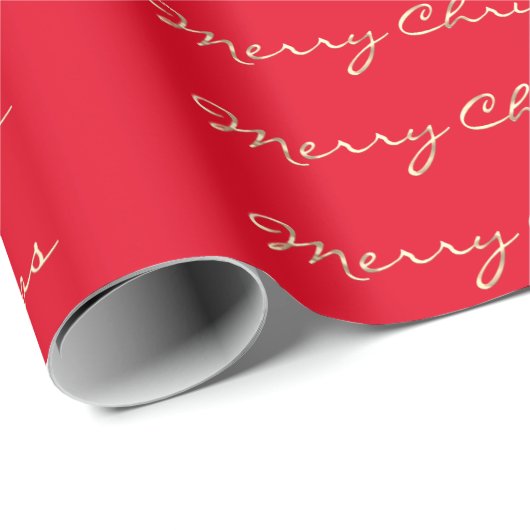 Merry Christmas Golden Script Feestdagen Cadeaupapier (Rol Hoek)