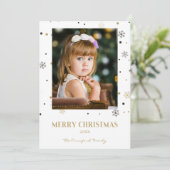 Merry Christmas Golden Snowflakes Family Photo (Staand voorkant)