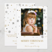 Merry Christmas Golden Snowflakes Family Photo (Voorkant / Achterkant)