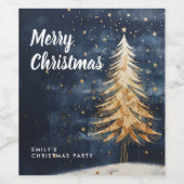 Merry Christmas Golden Tree Wijn Label Etiket (Enkel label)