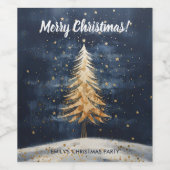 Merry Christmas Golden Tree Wijn Label Etiket (Enkel label)