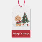 Merry Christmas Goldendoodle Dog Cadeaulabel (Voorkant)