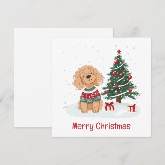 Merry Christmas Goldendoodle Dog Feestdagenkaart (Voorkant / Achterkant)