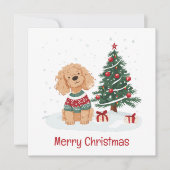 Merry Christmas Goldendoodle Dog Feestdagenkaart (Voorkant)