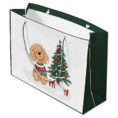 Merry Christmas Goldendoodle Dog Groot Cadeauzakje (Achterkant Gekanteld)