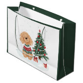 Merry Christmas Goldendoodle Dog Groot Cadeauzakje (Voorkant Gekanteld)
