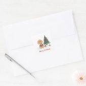 Merry Christmas Goldendoodle Dog Vierkante Sticker (Envelop)
