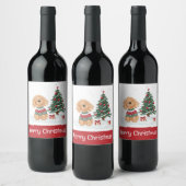 Merry Christmas Goldendoodle Dog Wijn Etiket (Flessen)