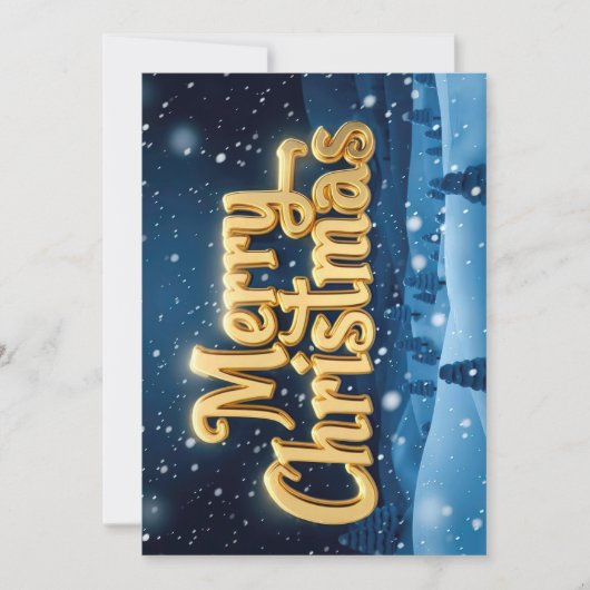 "Merry Christmas" goldene Schrift im Schnee Kaart (Voorkant)