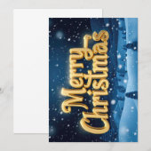"Merry Christmas" goldene Schrift im Schnee Kaart (Voorkant / Achterkant)