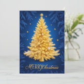 Merry Christmas - Goldener Weihnachtsbaum Kaart (Staand voorkant)