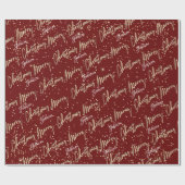 Merry Christmas Gouden Script Naam Royal Bourgondi Cadeaupapier (Vlak)
