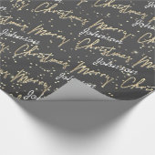 Merry Christmas Gouden Script naam Smoky Grey Cadeaupapier (Hoek)