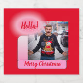 Merry Christmas Gradient Modern Fototekst toevoege Sparkling Wijnetiket (Enkel label)