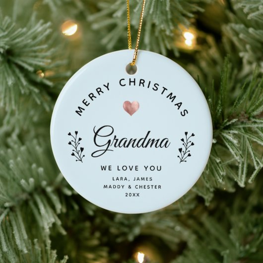 Merry Christmas Grandma Photo Rose Gold Script Keramisch Ornament (Boom)