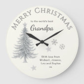 Merry Christmas Grandpa Cream Keepsake Grote Klok (Voorkant)